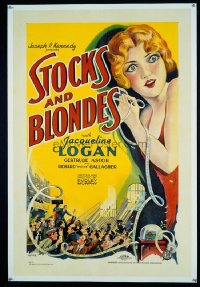 VHP7 011 STOCKS & BLONDES linen one-sheet movie poster '28 great stone litho!