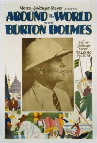#140 AROUND THE WORLD WITH BURTON HOLMES linen one-sheet movie poster '22!