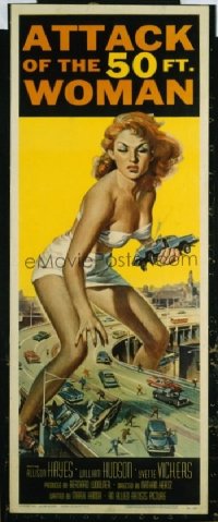 VHP7 398 ATTACK OF THE 50 FT WOMAN insert movie poster '58 classic image!